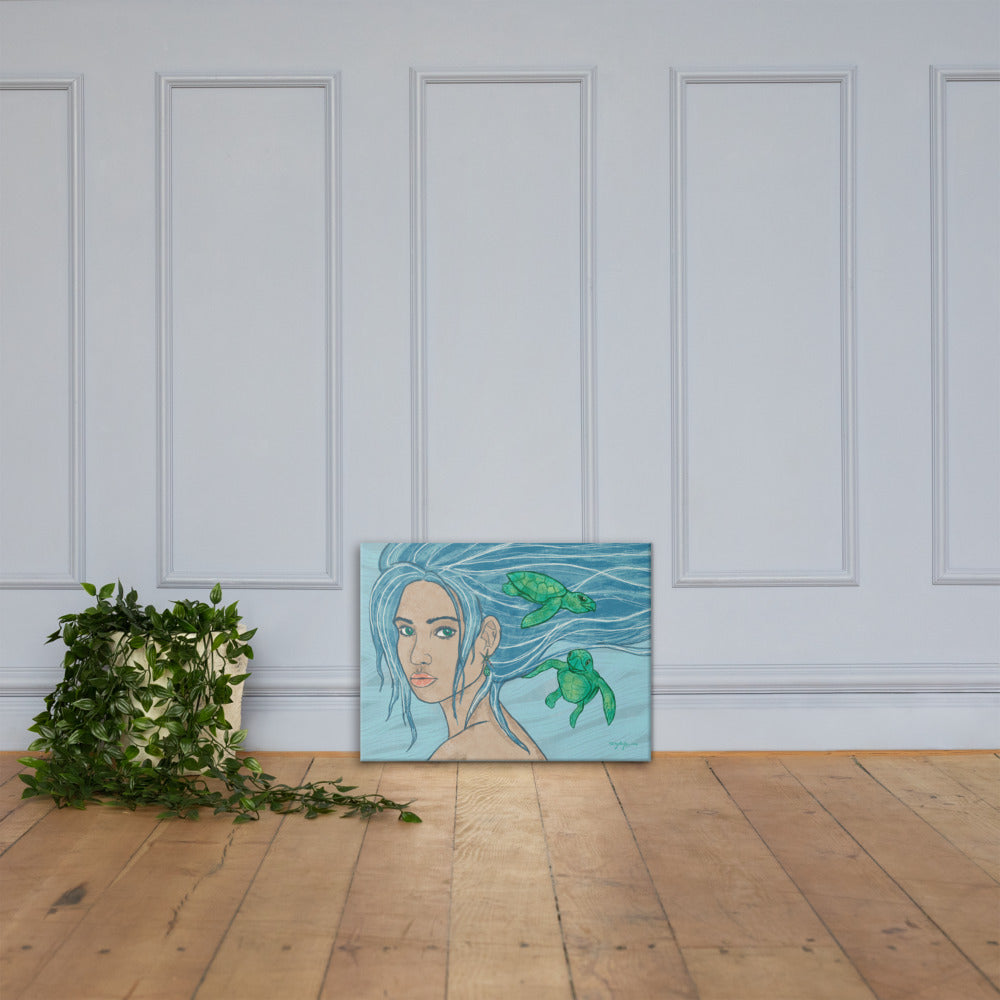 Wayfinder Woman Portrait Sapphire Fine Art Canvas 18" x 24"