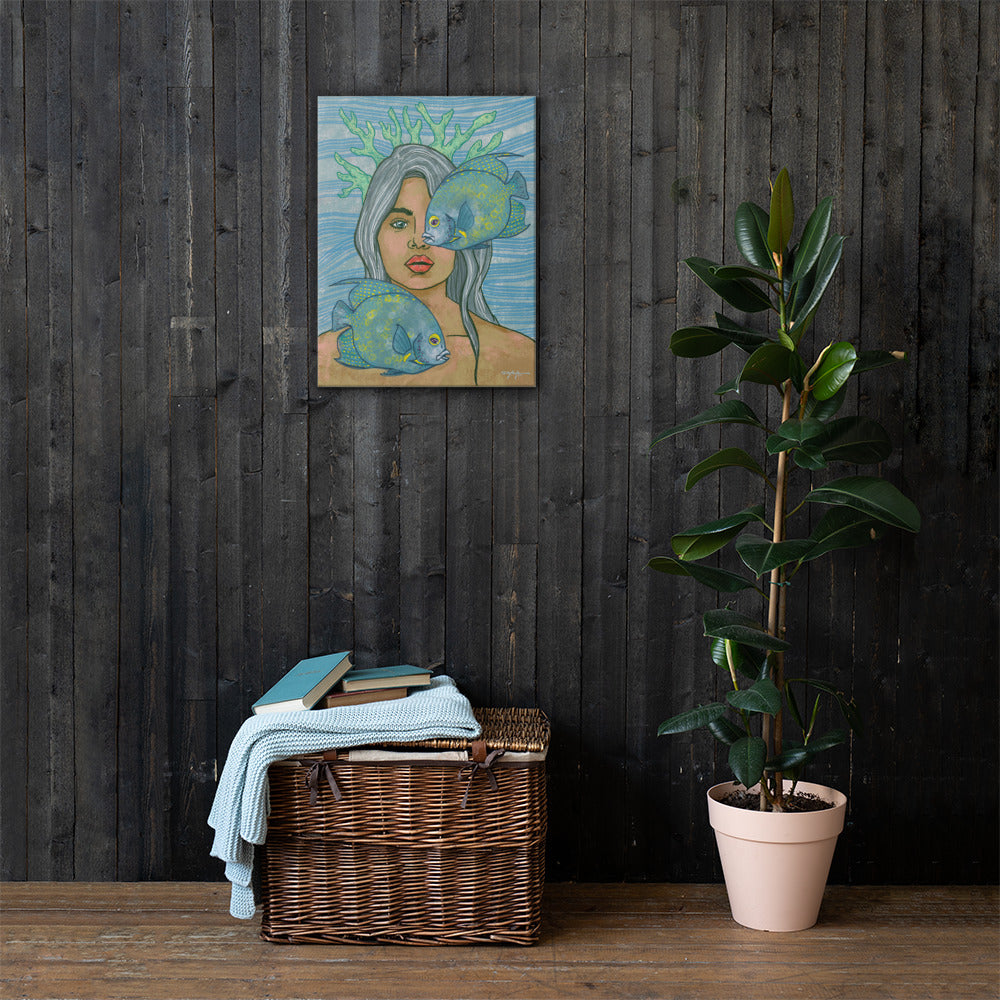 Wayfinder Woman Portrait Abalone Fine Art Canvas 18" x 24"