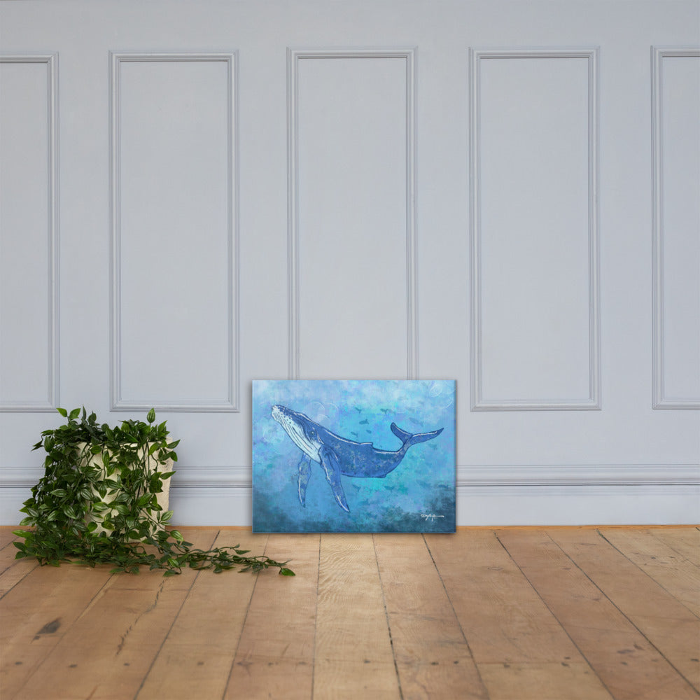 Sea Life Impression Humpback Whale Fine Art Canvas Print 18" x 24"