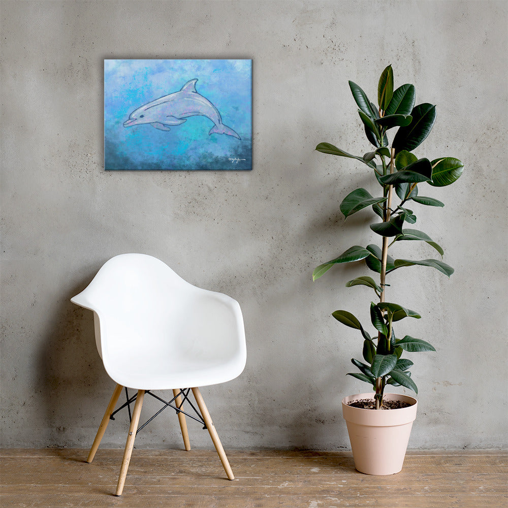 Sea Life Impression Dolphin Fine Art Canvas Print 18" x 24"