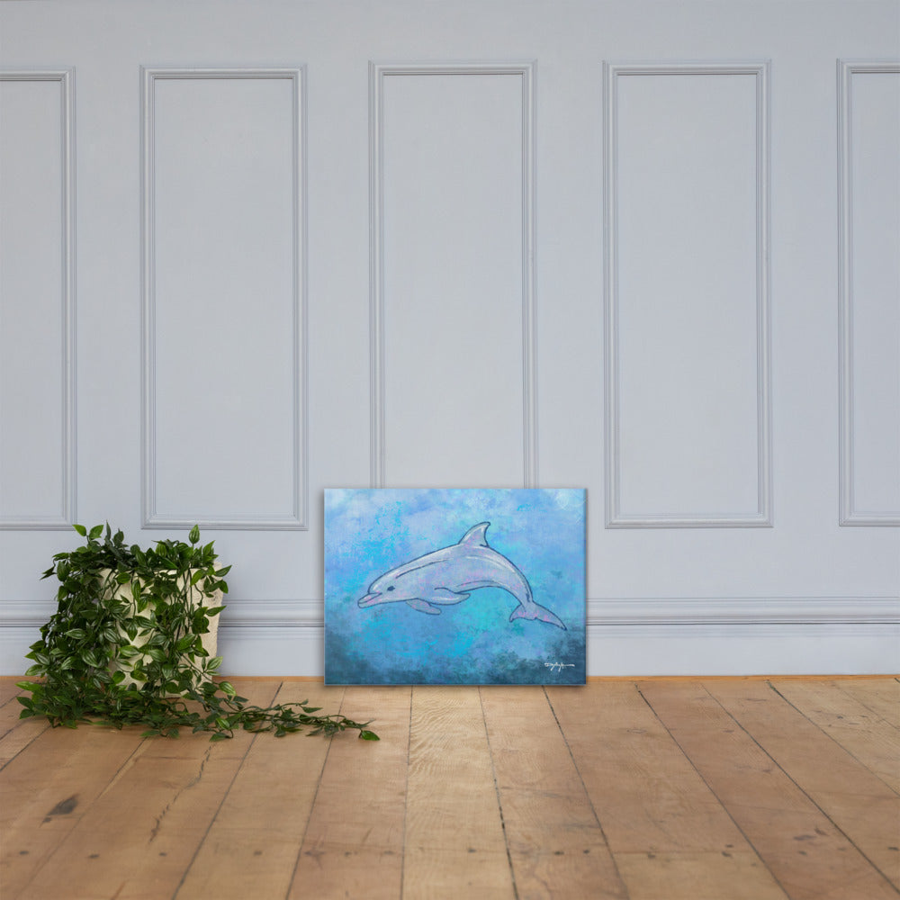Sea Life Impression Dolphin Fine Art Canvas Print 18" x 24"