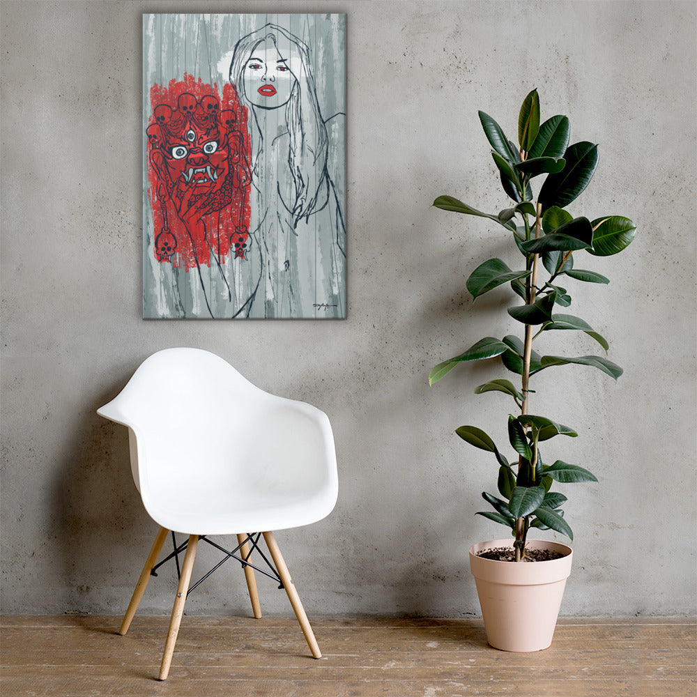 Enshroud Woman Mask Portrait Contemporary Fine Art Canvas Print 24" x 36"