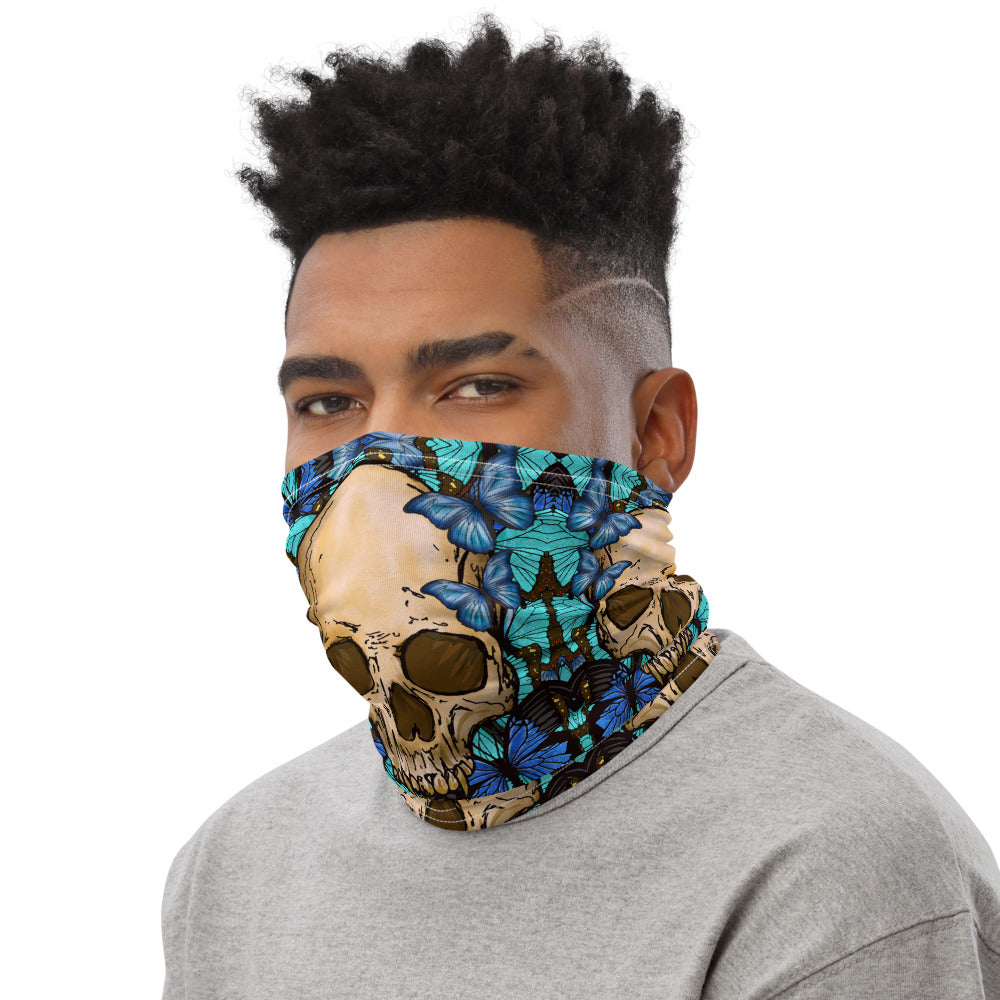 Skull and Butterflies Face Mask Neck Gaiter