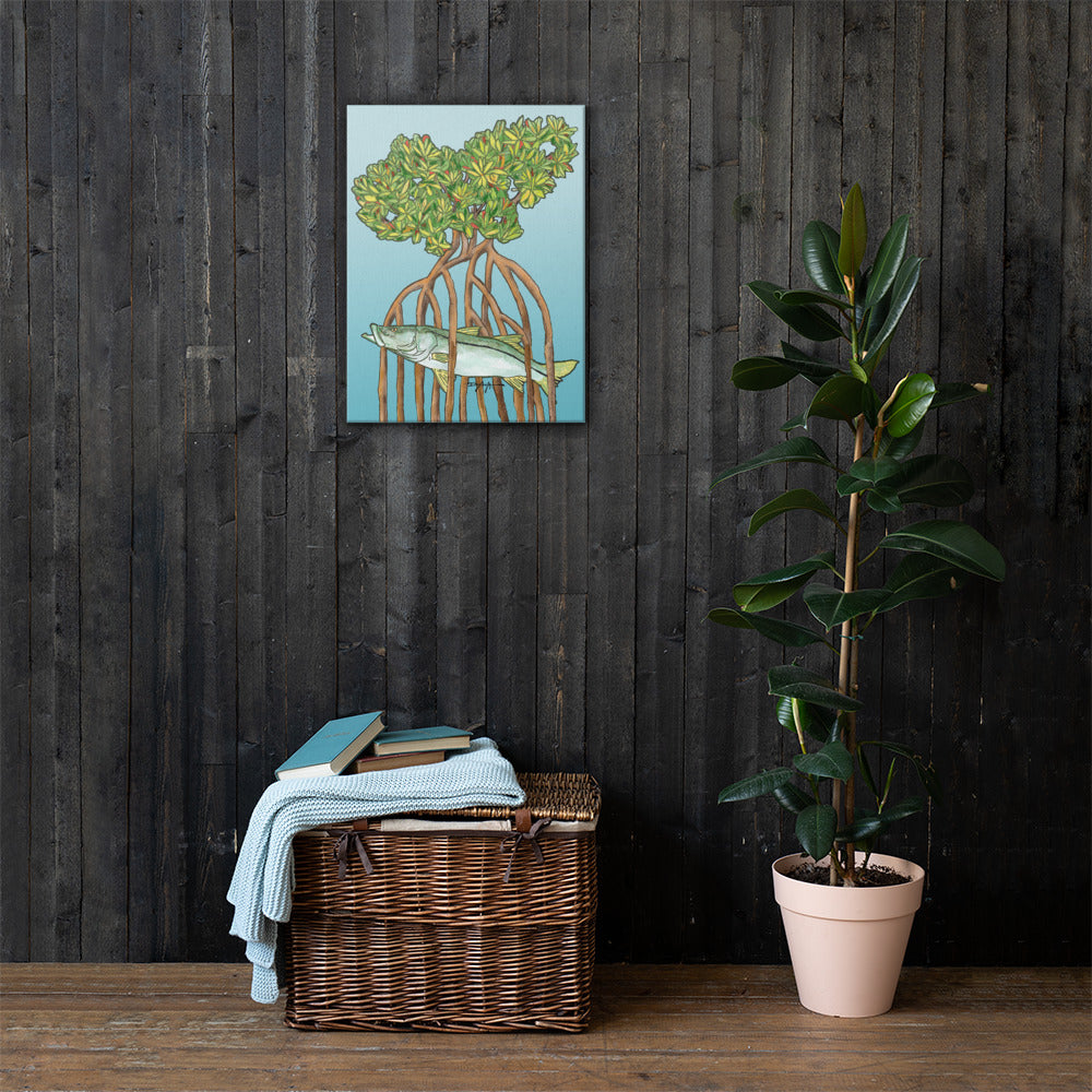 Snook in the Mangroves Fine Fish Art Canvas Print 18" x 24"