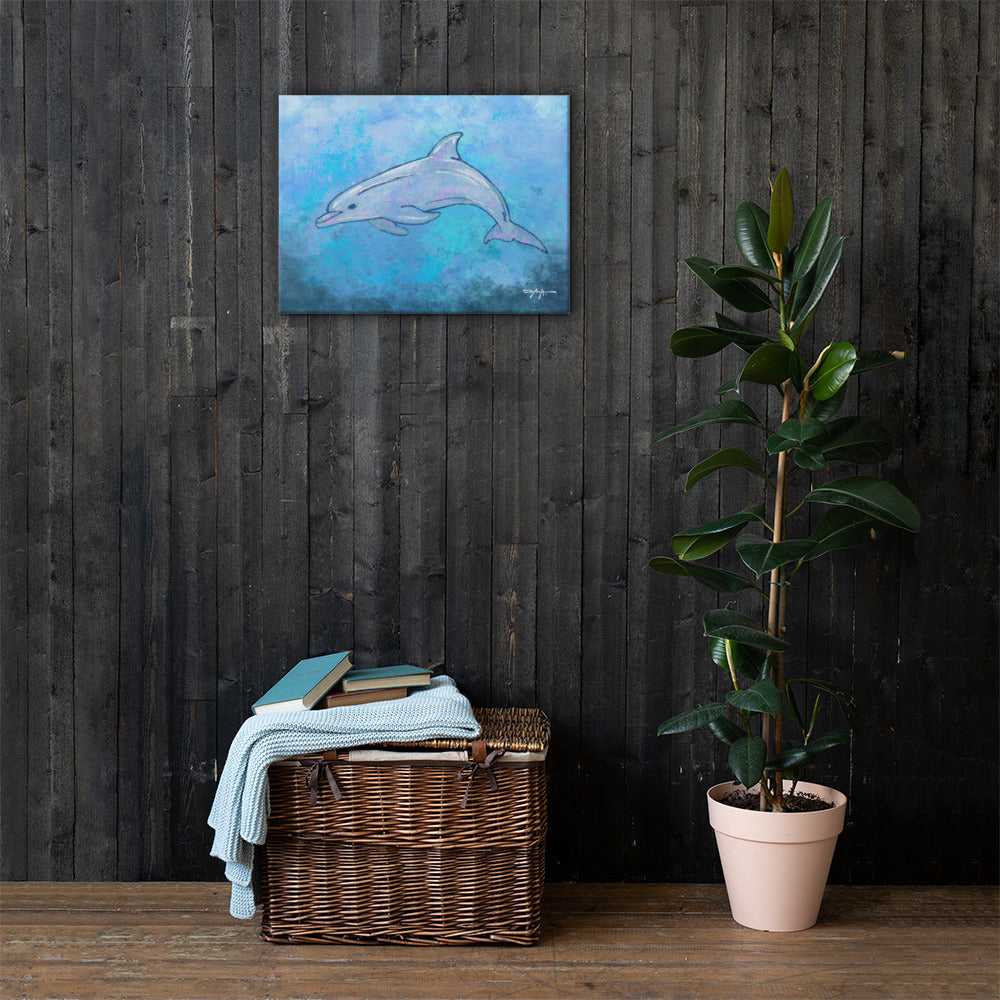 Sea Life Impression Dolphin Fine Art Canvas Print 18" x 24"