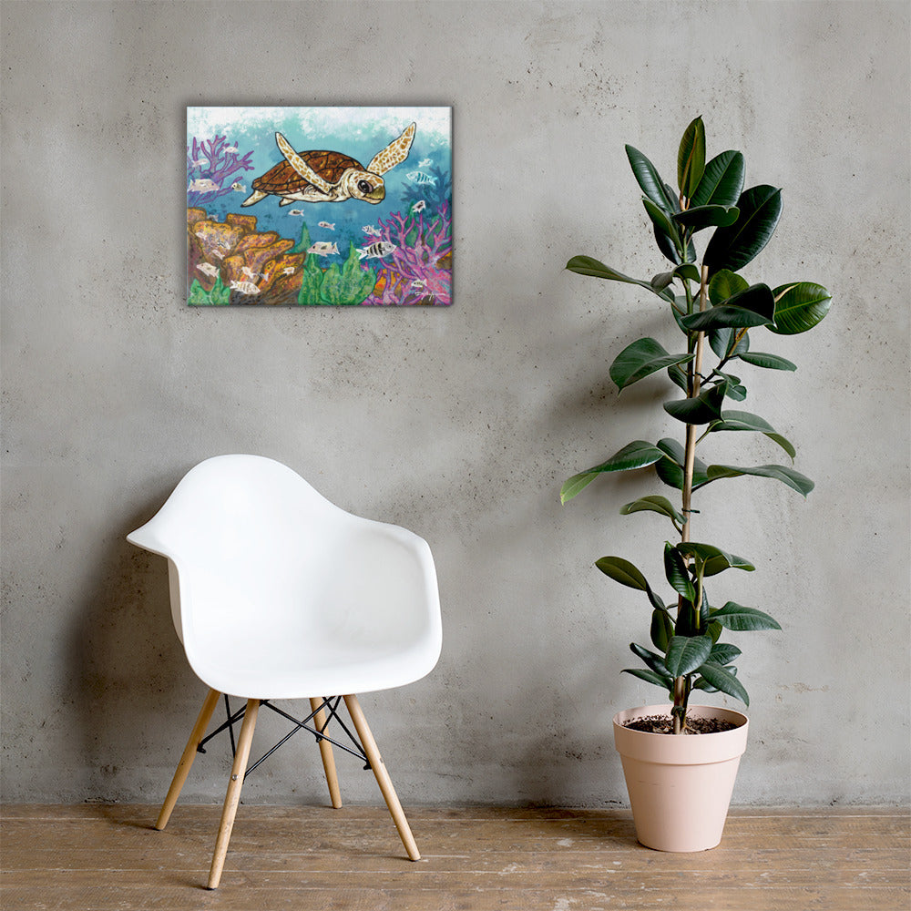 Turtle Reef Fine Art Canvas Print 18" x 24"