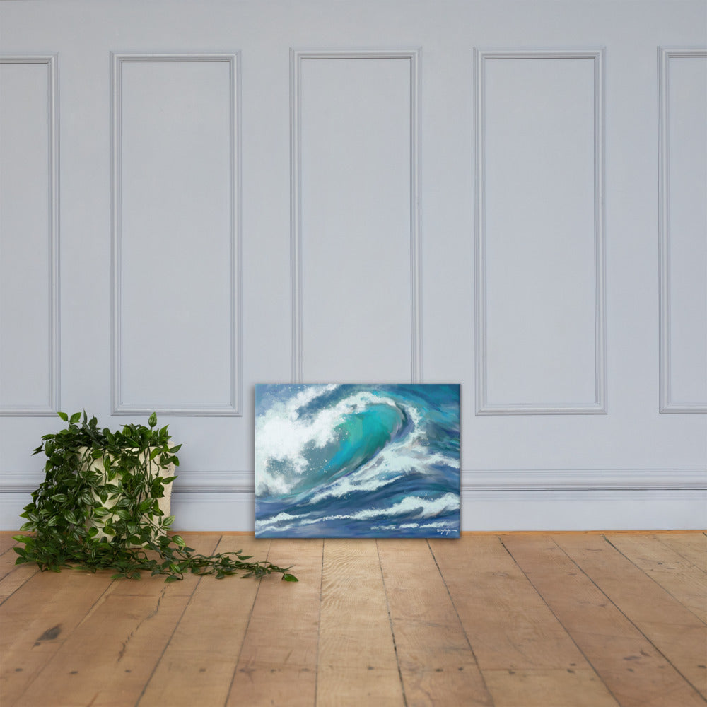 Deep Blue Wave Fine Art Canvas Print 18" x 24"