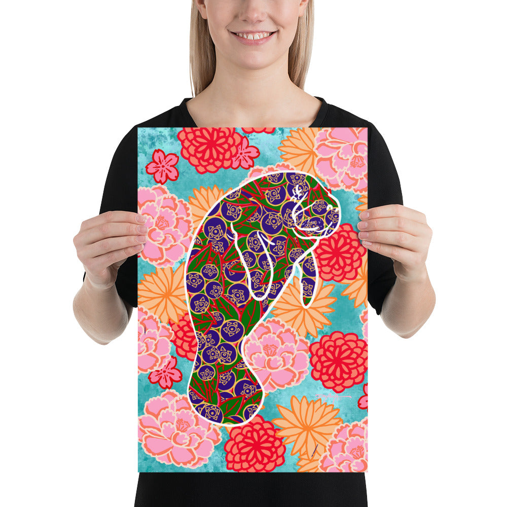 Uchikake Manatee Fine Coastal Art Print 12" x 18"