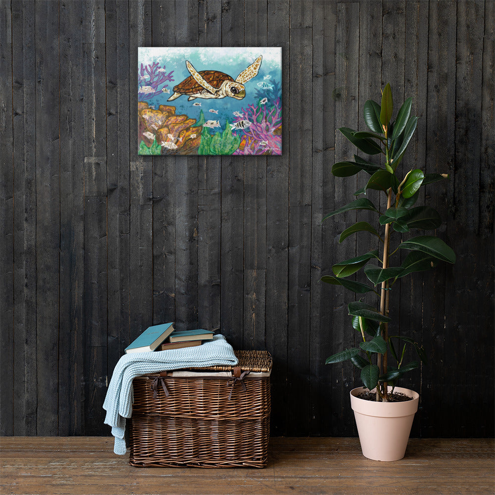 Turtle Reef Fine Art Canvas Print 18" x 24"