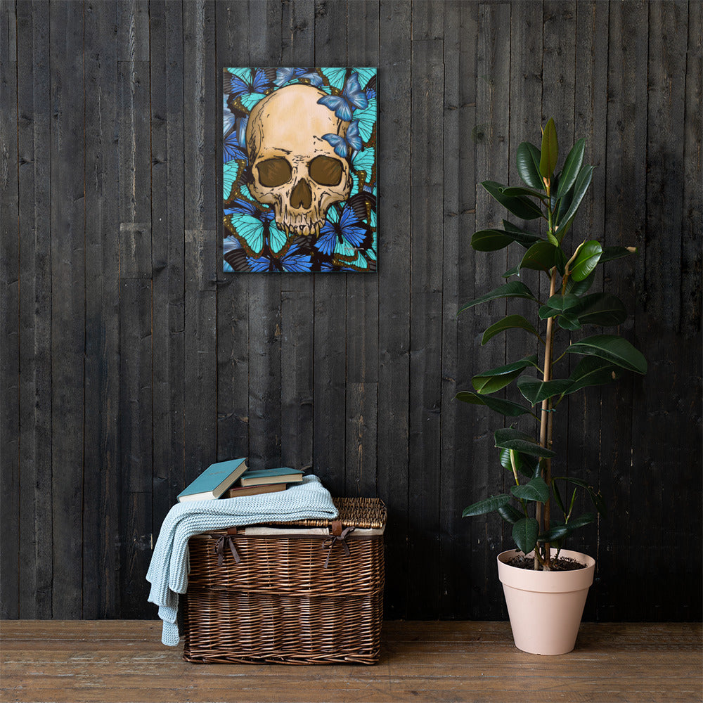 Skull and Butterflies Fine Art Canvas Print 18" x 24"