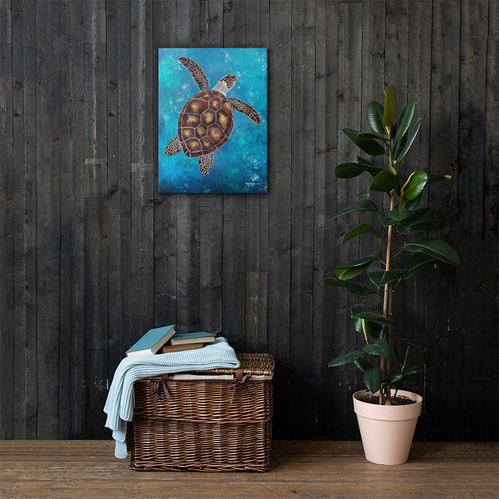 Honu Sea Turtle Fine Art Canvas 18" x 24"