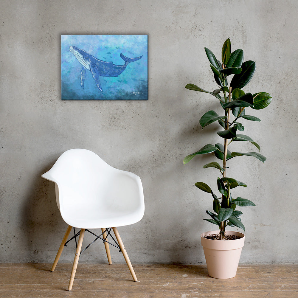 Sea Life Impression Humpback Whale Fine Art Canvas Print 18" x 24"