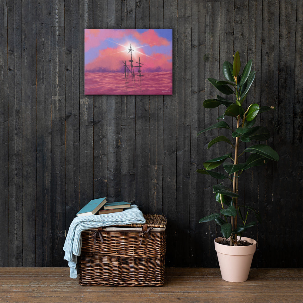 Hope Shipwreck Fine Art Sunset Landscape Canvas 18" x 24"