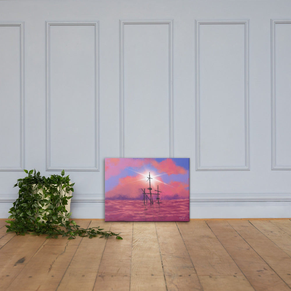Hope Shipwreck Fine Art Sunset Landscape Canvas 18" x 24"