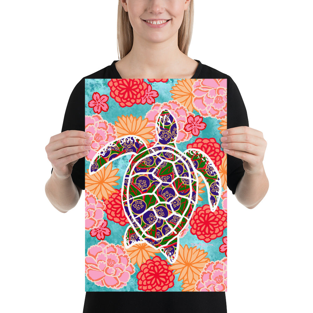 Uchikake Sea Turtle Fine Coastal Art Print 12" x 18"