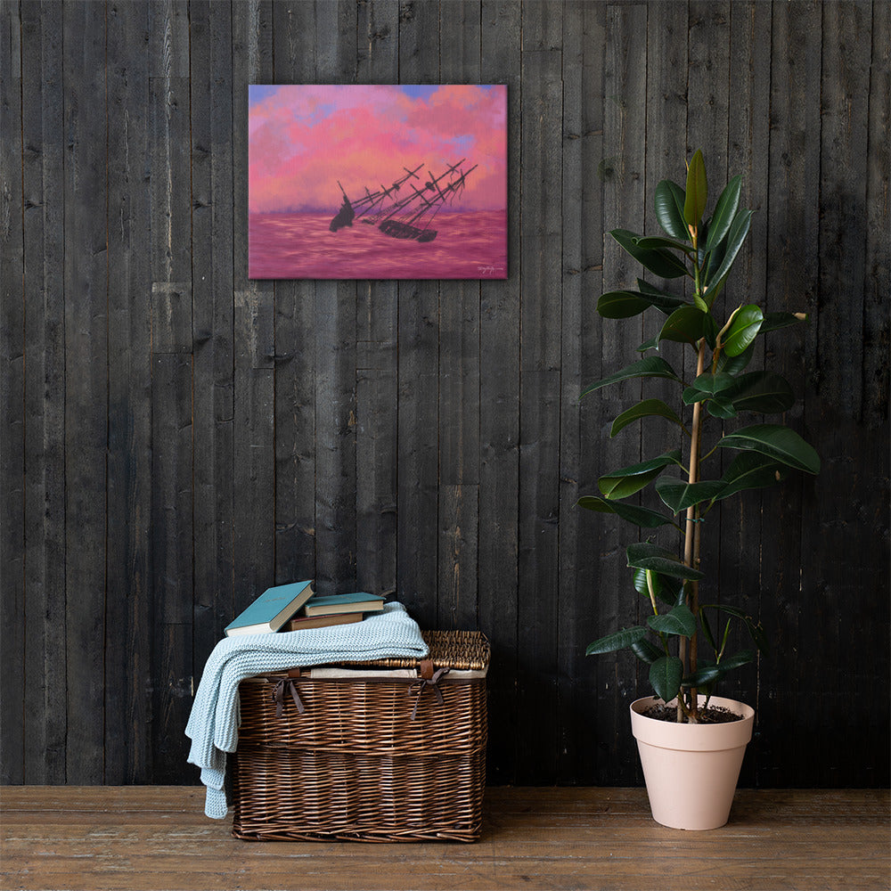 Wreck Fine Art Sunset Seascape Canvas 18" x 24"