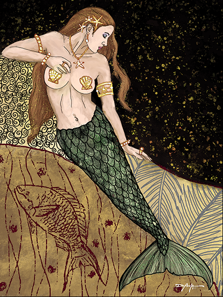 Nouveau Mermaid Fine Art Canvas 18" x 24"