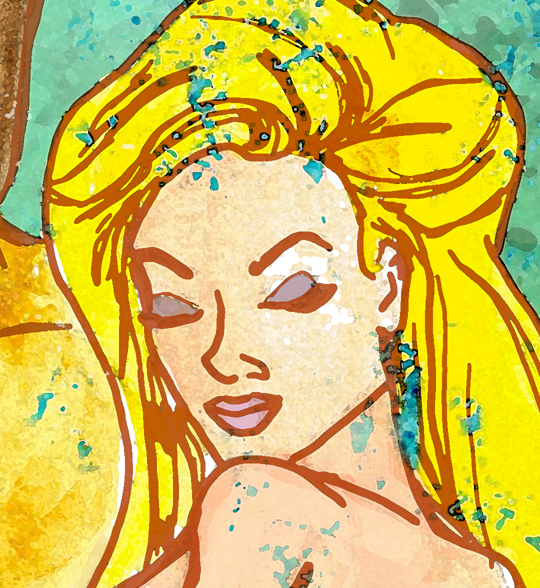Poseidon and Amphitrite Mermaid Fine Art Canvas 18" x 24"