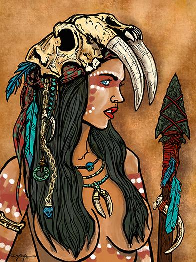 Turquoise Warrior Portrait Fine Art Canvas 18" x 24"