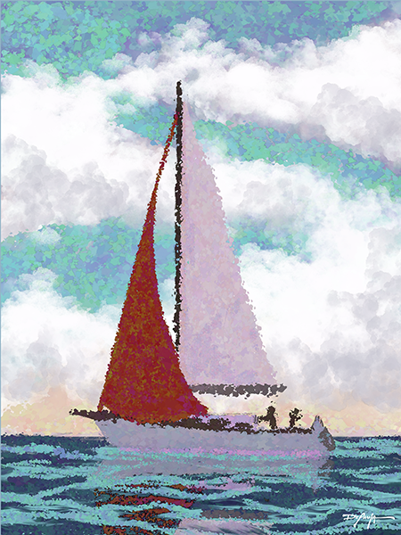 Sail Away Fine Coastal Art Sailboat Canvas 18" x 24"