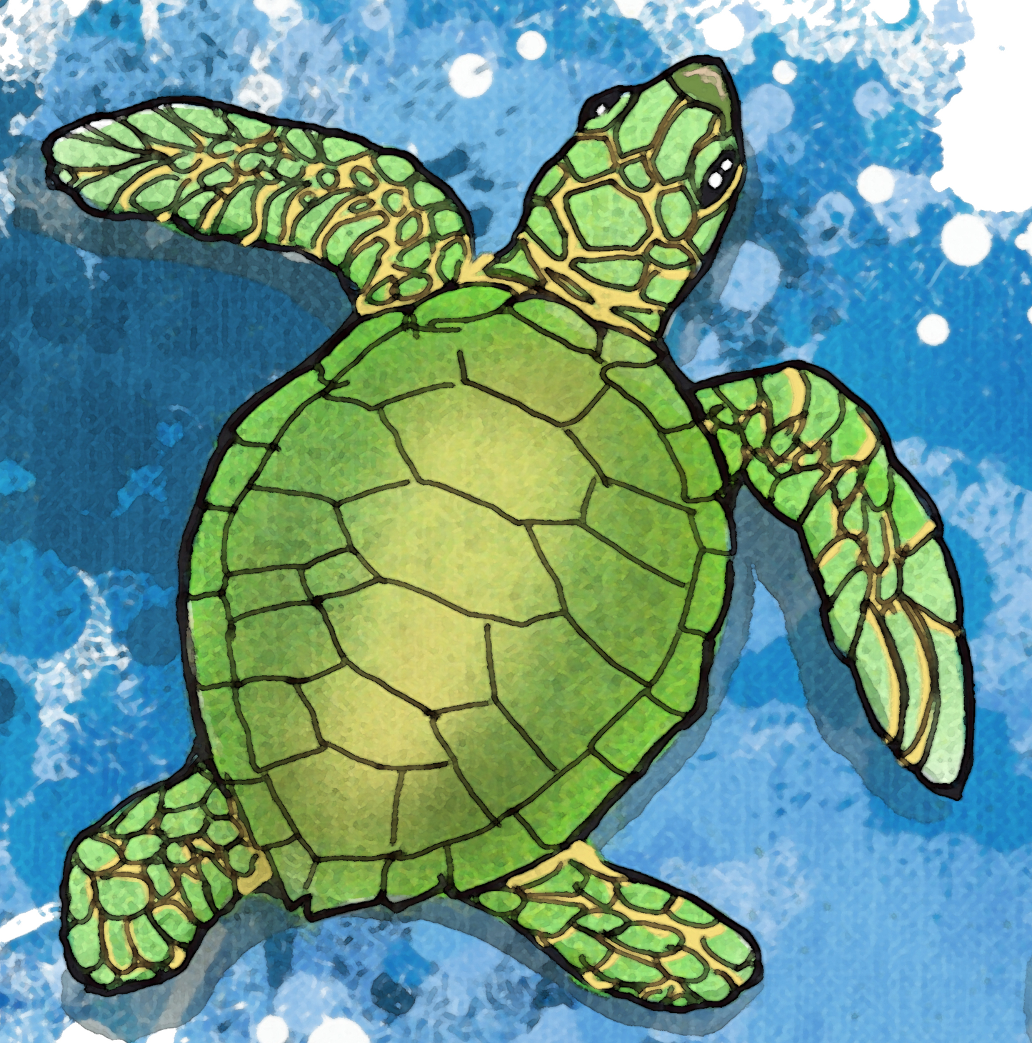 Hatchling Sea Turtles Expressionism Fine Coastal Art Canvas Print 18" x 24"