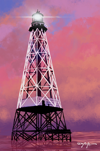 Alligator Reef Lighthouse at Dusk Fine Art Print 12 x 18"