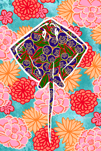Uchikake Stingray Fine Coastal Art Print 12" x 18"