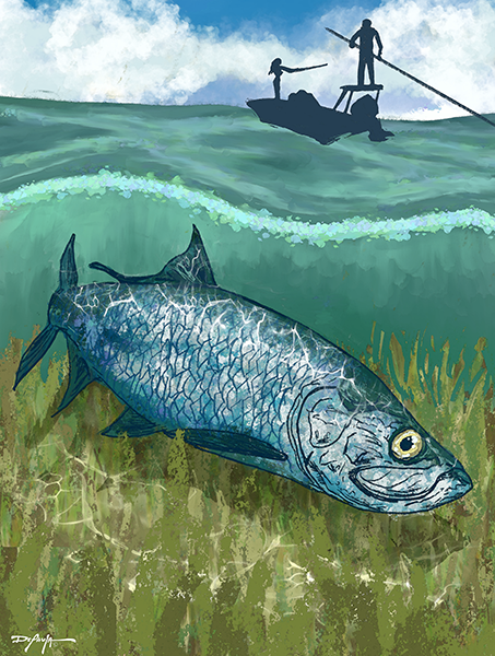 Tarpon Flats Fishing Fine Art Canvas 18" x 24"