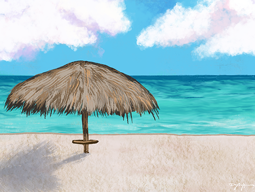 Caribbean Tiki Paradise Fine Art Canvas Print 18" x 24"