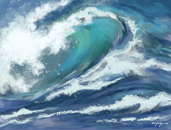 Deep Blue Wave Fine Art Canvas Print 18" x 24"