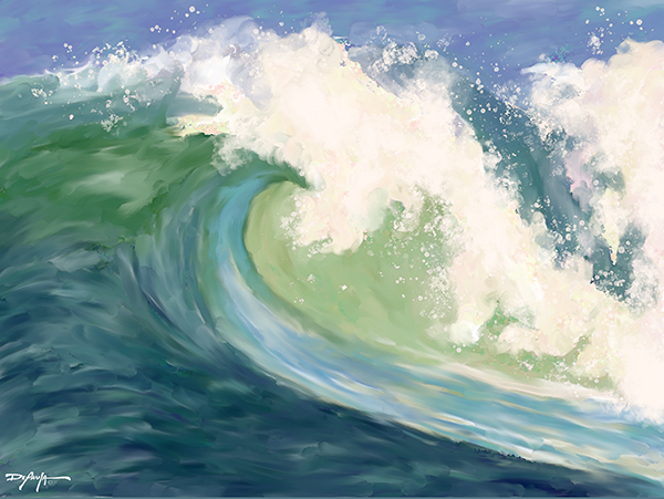 Crashing Emerald Wave Fine Art Canvas Print 18" x 24"