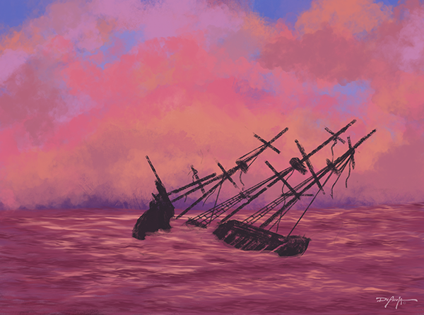 Wreck Fine Art Sunset Seascape Canvas 18" x 24"