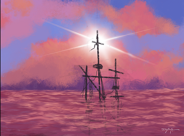 Hope Shipwreck Fine Art Sunset Landscape Canvas 18" x 24"