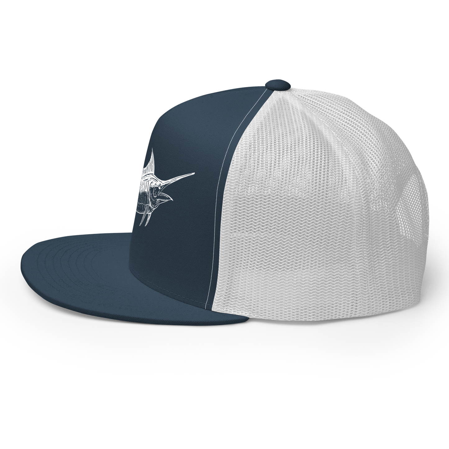 Signature White Blue Marlin Trucker Cap