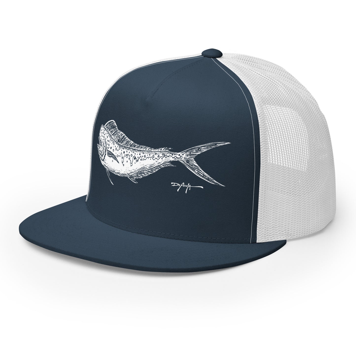 Signature White Mahi Mahi Trucker Cap