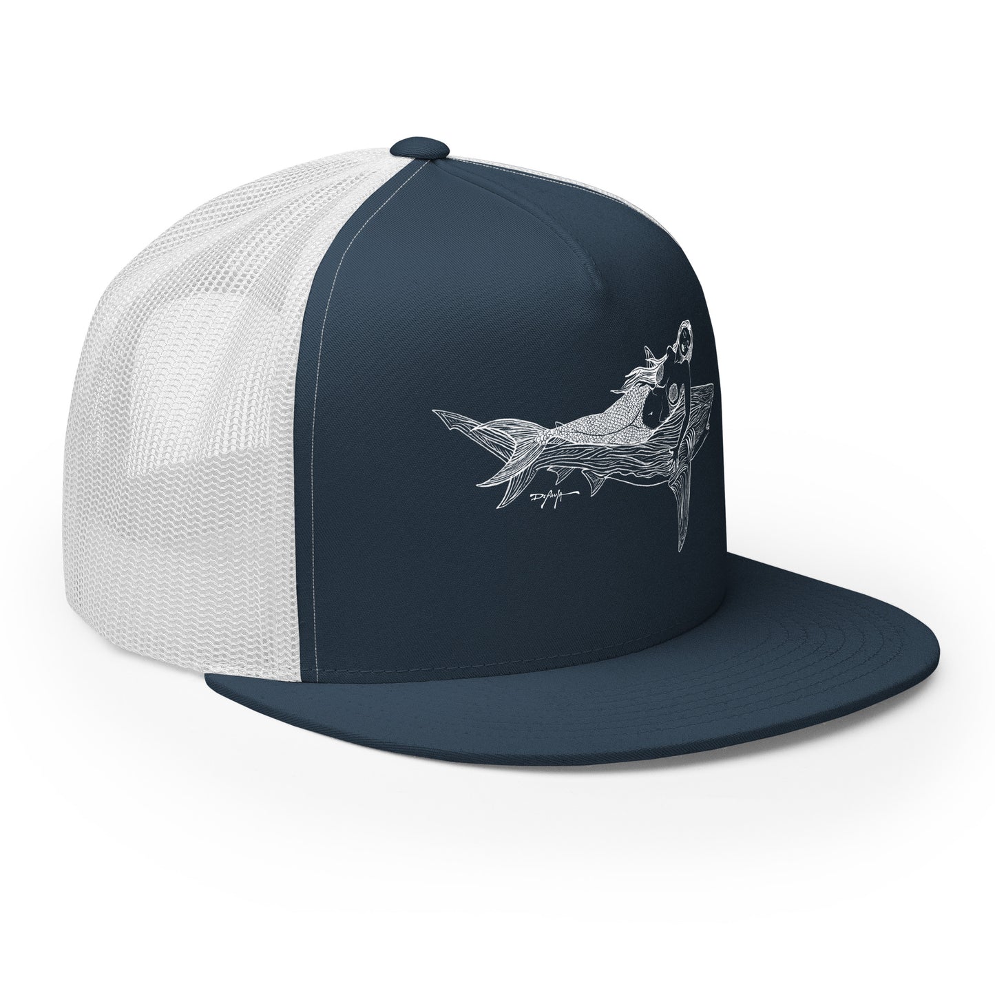 The Shark and the Mermaid White Signature Trucker Cap