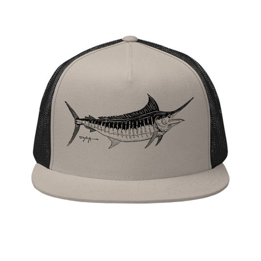 Signature Black Blue Marlin Trucker Cap