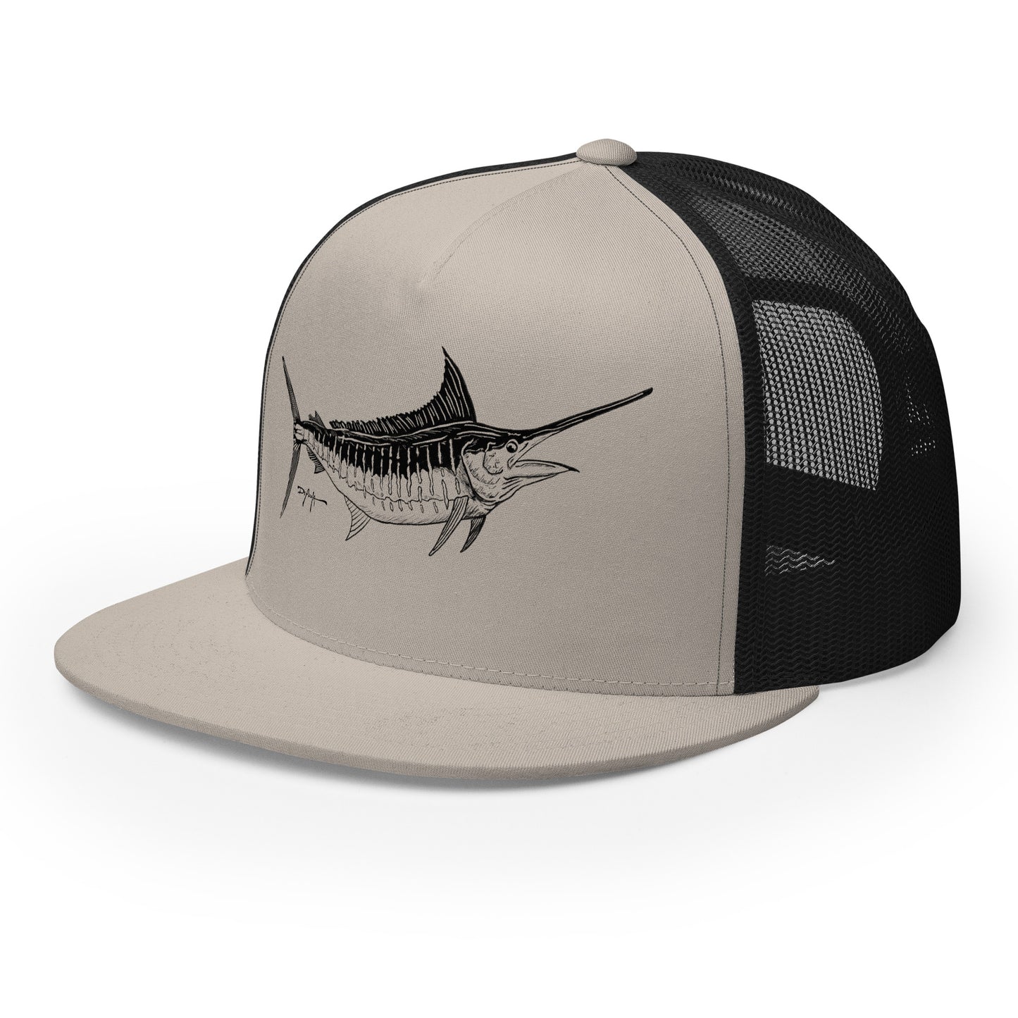 Signature Black Blue Marlin Trucker Cap