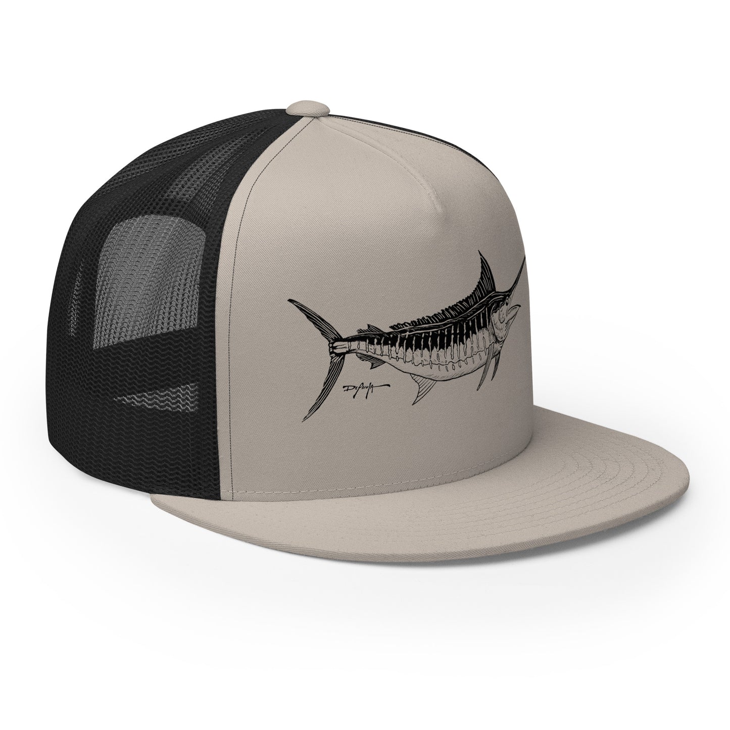 Signature Black Blue Marlin Trucker Cap