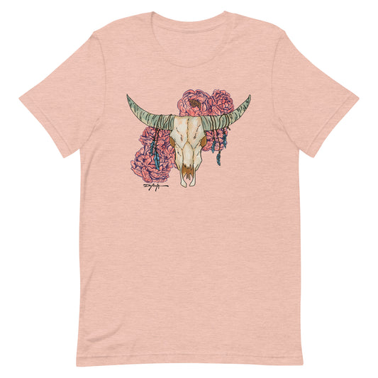 Cow Skull and Flowers Unisex t-shirt