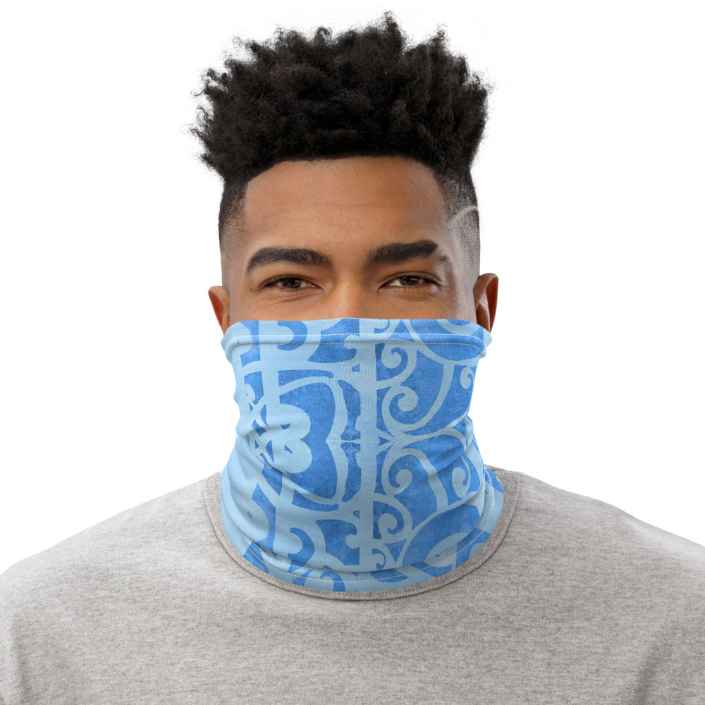 Blue Maori Face Mask Neck Gaiter