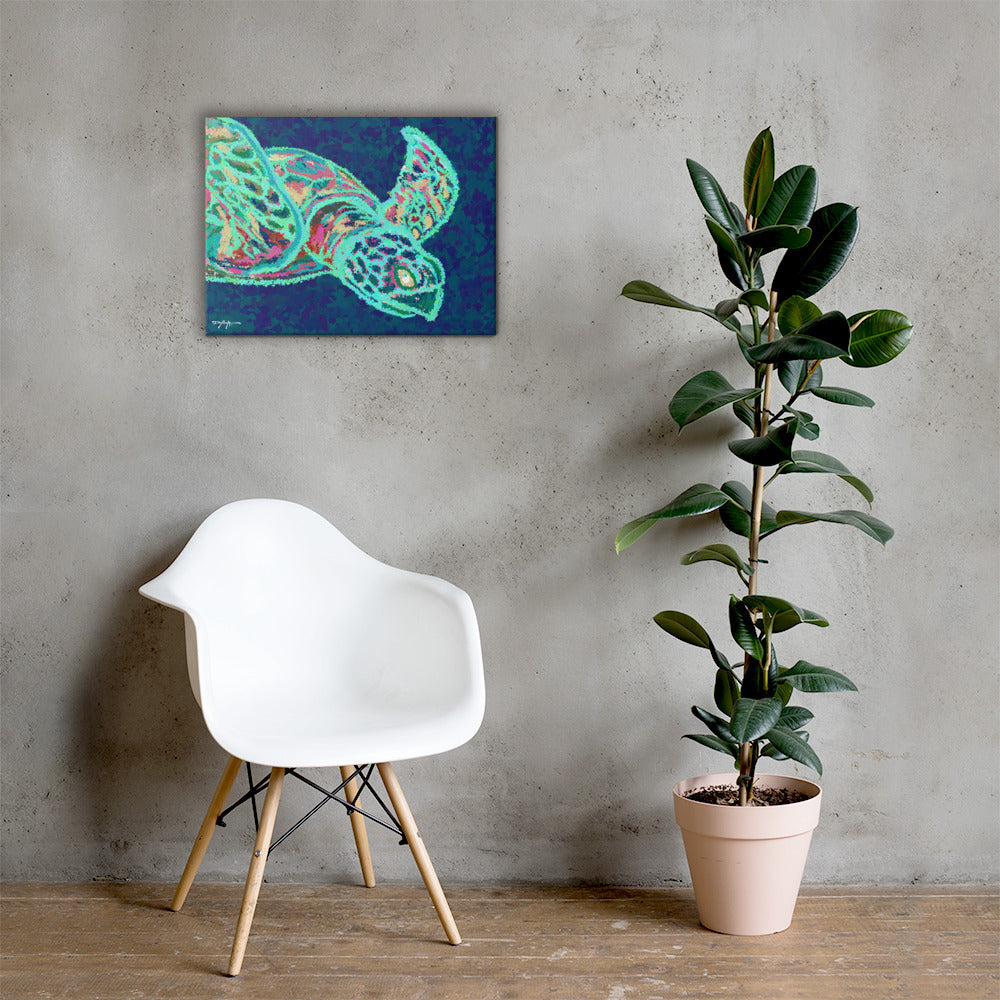 The Neon Turtle Fine Art Canvas