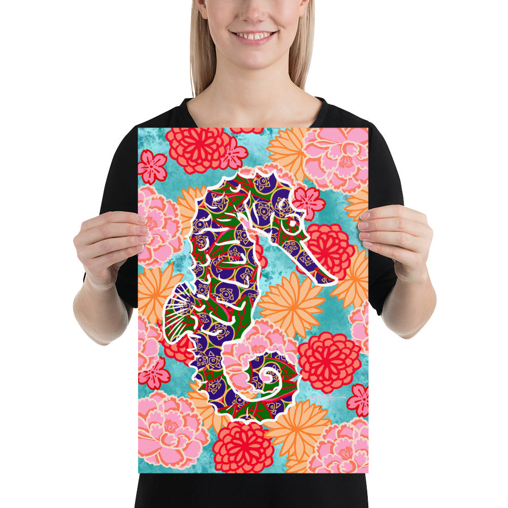 Uchikake Sea Horse Fine Coastal Art Print 12 x 18