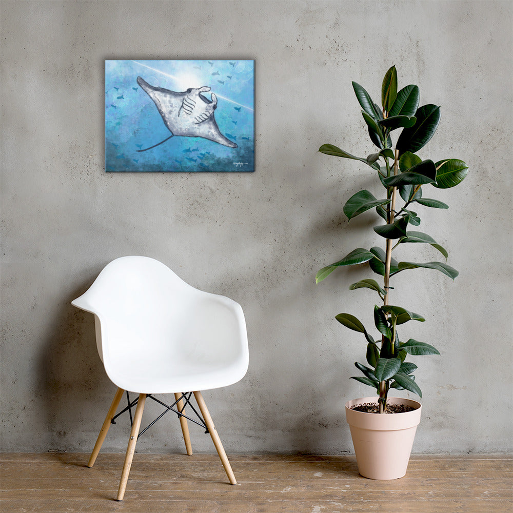 Sea Life Impression Manta Ray Fine Art Canvas Print