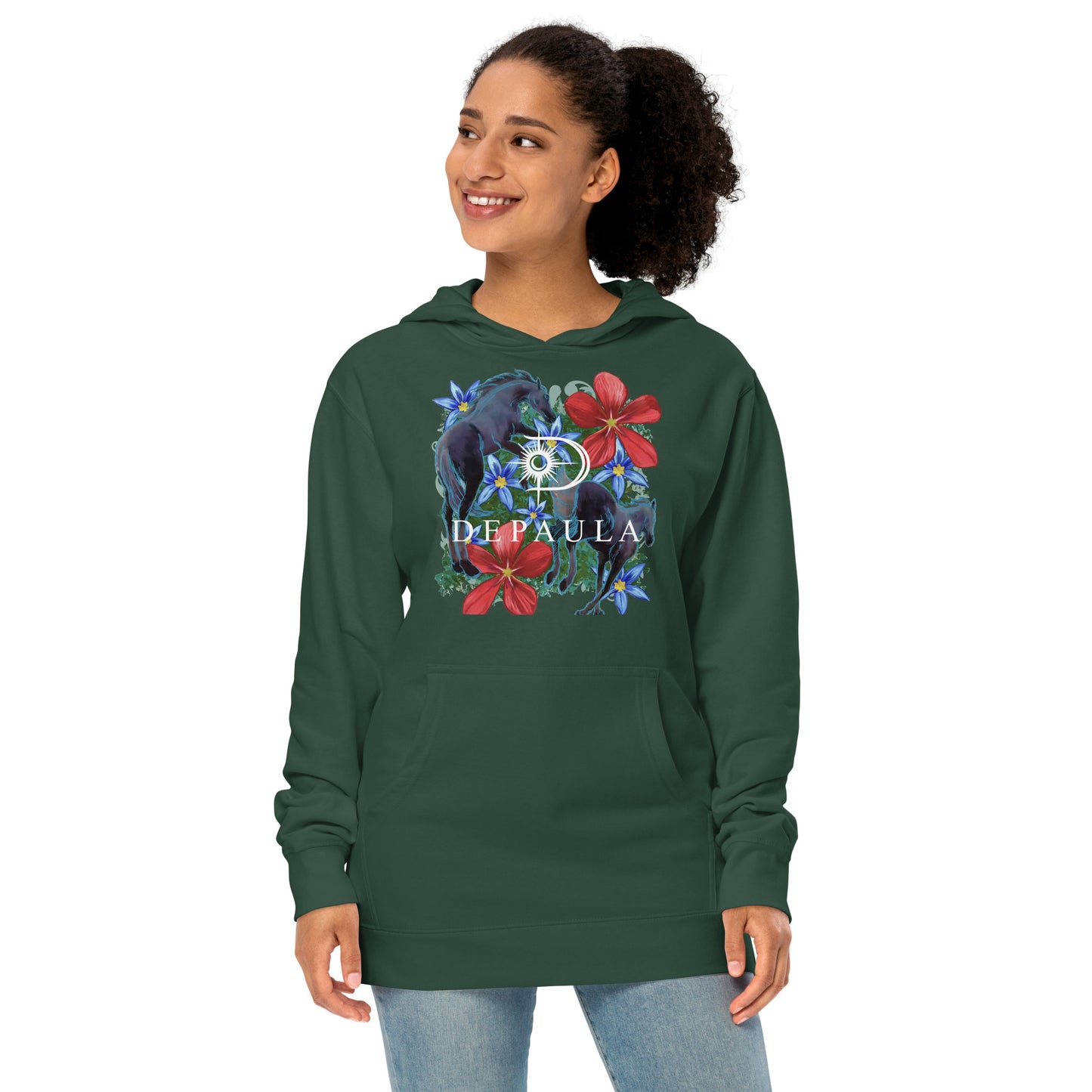 Floral Leaping Horse Legendary Unisex midweight hoodie